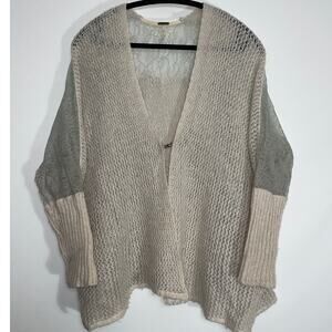 Free People Cream and Gray Knit Sweater